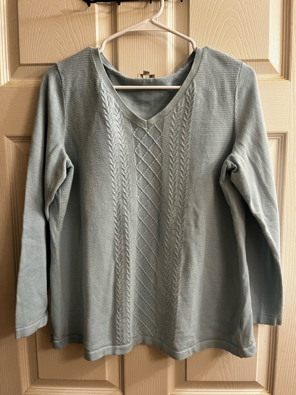 TALBOTS WOMAN~100% COTTON LIGHT BLUE CABLE KNIT~XL